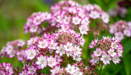 Fototapeta premium Pink and white flowers cluster close-up