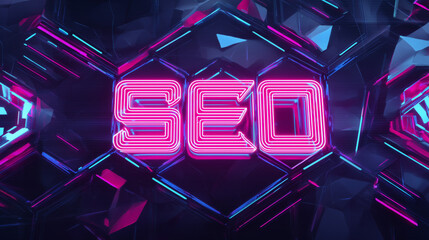 SEO text on abstract background.	
