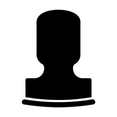 Silhouette of a stylized chess piece, potentially a pawn or a rook