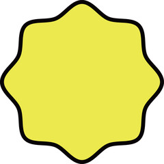 This is an image of a light yellow, star-shaped burst, like a seal or a badge. There are black lines, text, or other markings on the shape itself.