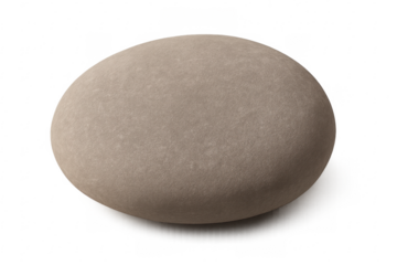 Smooth beige stone isolated on transparent background with subtle shadow