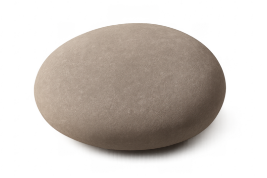 Smooth beige stone isolated on transparent background with subtle shadow