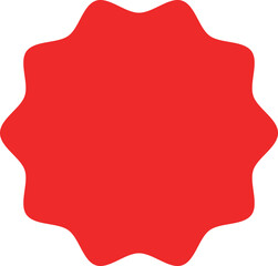 This is an image of a red star-shaped burst, like a seal or a badge. There are no lines, text, or other markings on the shape itself.