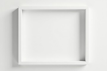 Clean white picture frame isolated on white background, gallery, wall decor, classic
