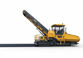 Obraz premium Yellow Asphalt Paver Machine Laying Fresh Road Surface