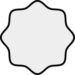 This is an image of a light gray, star-shaped burst, like a seal or a badge. There are black lines, text, or other markings on the shape itself.