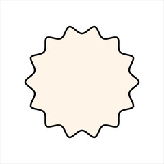 Obraz premium This is an image of a pink star-shaped burst, like a seal or a badge. There are black lines, text, or other markings on the shape itself.