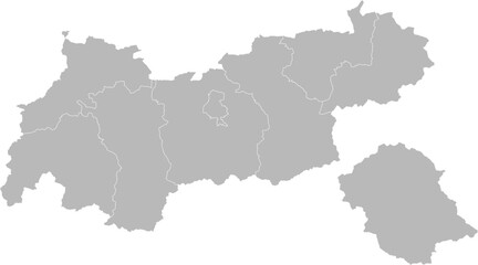 Tyrol (Tirol), Austria – administrative vector map with district boundaries (LCC projection, PPT-compatible & fully editable)