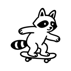 Black and white cartoon raccoon
