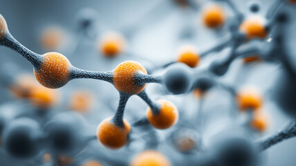 Macro view of interconnected molecular nodes, representing polymer chains, durable materials, and engineered performance for next generation products.

