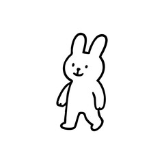Simple black line drawing of a cartoon rabbit (1)
