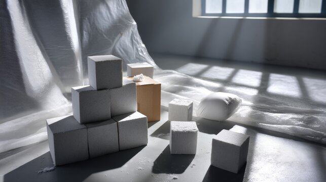 Minimalist cubes with shadows modern artistic lifestyle composition abstract design inspiration