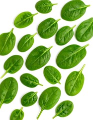 Fresh spinach leaves arranged artistically