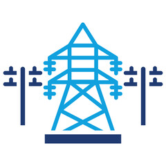 Electric Infrastructure Flat Blue Icon