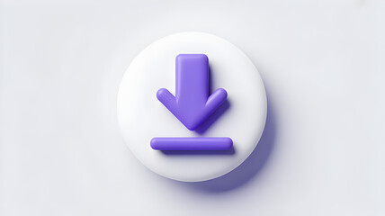 3D Purple Down Arrow Icon on White Circle download