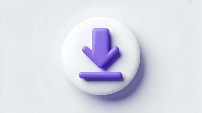 3D Purple Down Arrow Icon on White Circle download