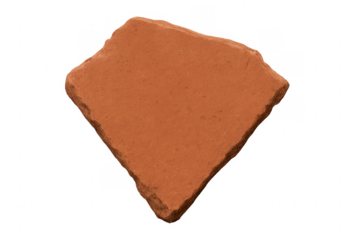 Single red clay brick shard isolated on transparent background