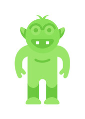 Obraz premium Green Monster in a Pumpkin Patch: Friendly Halloween Creature