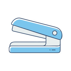 Cute Cartoon Blue Stapler Illustration Isolated on White Background Office Supplies