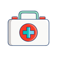 Obraz premium A Simple Graphic Representation of a First Aid Kit with Red Cross