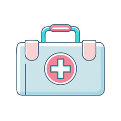 Obraz premium Cute light blue first aid kit with a big pink cross symbol