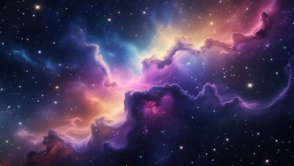Obraz premium Colorful Space Nebula Background – Vibrant Galactic Starfield with Blue, Pink, and Orange Glow