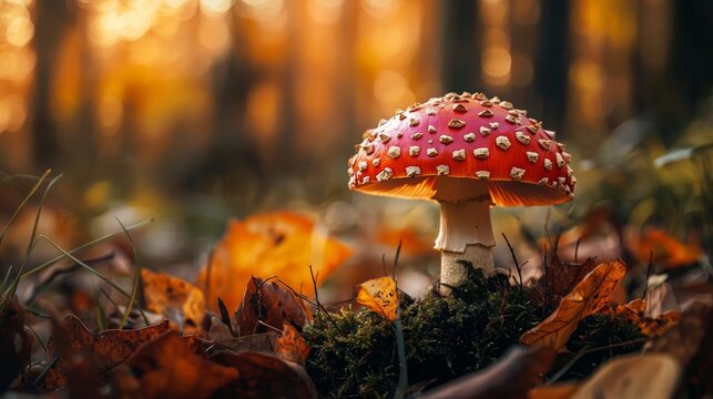 Mushroom in forest lifestyle natural design composition inspiration organic wild nature