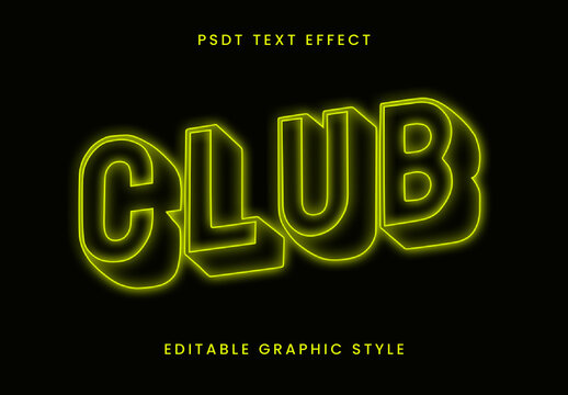 Yellow Neon 3D Bold Font Outline Heavy Text Effect