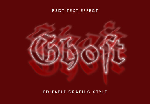 White And Red Ghost Haze Font Horror Gothic Oldstyle Text Effect