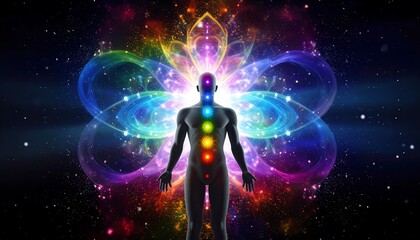 Fototapeta premium Human energy body in cosmos