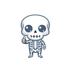 Fototapeta premium A cartoon skeleton giving a thumbs up, showcasing positivity and approval.