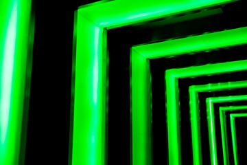 Fototapeta premium Green and Black Lit Hallway
