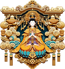 Obraz premium Beautiful_Asian_Woman_Illustration_–_Traditional_Female_Artwork_with_Floral