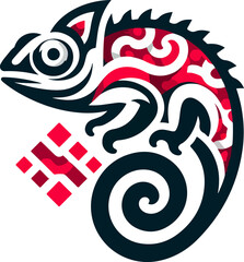 Black_and_White_Tribal_Chameleon_Illustration_–_Ornamental_Lizard_Vector