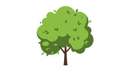 Stylized Green Tree Illustration with Leaves on a White Background Design