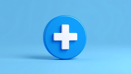 Obraz premium Blue Plus Icon with 3D Render. (1)