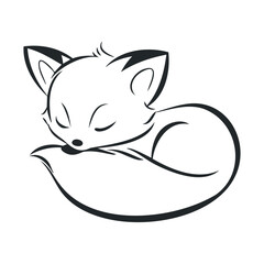 Fototapeta premium Sleepy fox curled up in a cozy position for relaxation