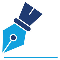 Fountain Pen Flat Blue Icon