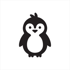 Fototapeta premium Simple Black and White Cartoon Penguin Illustration 1.