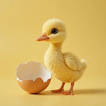 Patito amarillo reci&eacute;n salido del cascar&oacute;n