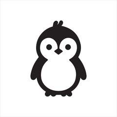 Obraz premium Simple Black and White Penguin Illustration with Unique Head Detail.