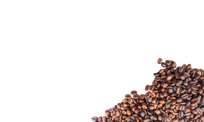 coffee beans border on white background