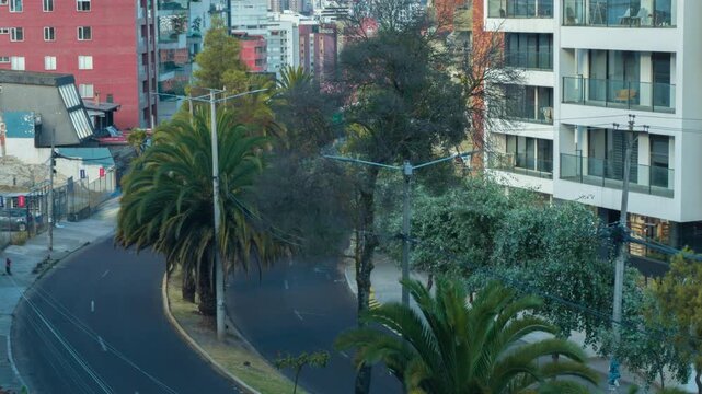 Time-lapse of Vehicles circulating on an avenue in the northern part of the city of Quito during the morning -Ecuador