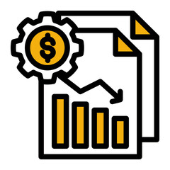 Asset Value Reduction Loss icon from the Financial Projection icon collection (Outline Color Lineal Style)