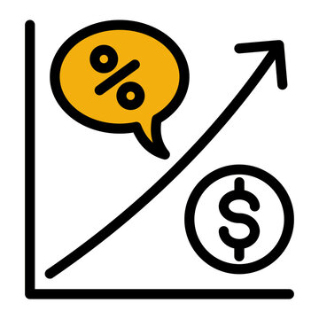 Financial Increase Expansion Progress icon from the Financial Projection icon collection (Outline Color Lineal Style)