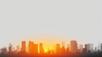 Obraz premium Blank White Canvas Minimalist Cityscape Sunrise