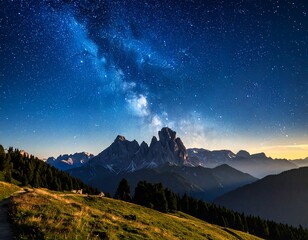 Milky Way over Alpine peaks