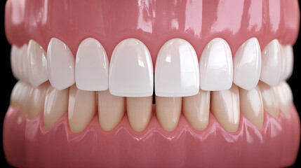 Obraz premium Dental veneer placement over frontal teeth. 3D illustration Stock Illustration