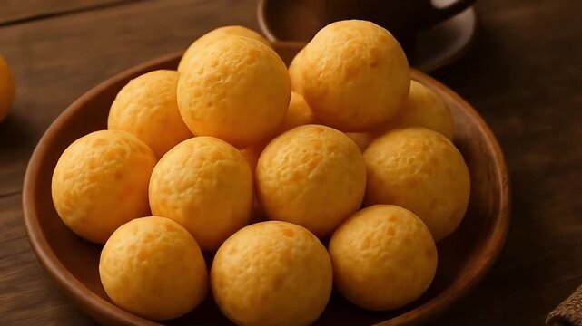 Brazilian Cheese Bread (P&atilde;o de Queijo) with Hot Coffee &ndash; Traditional Breakfast Food Photography