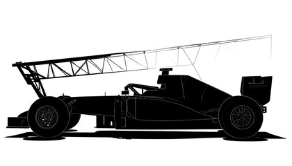 Formula 1 Car Silhouette with Crane Arm Extension.